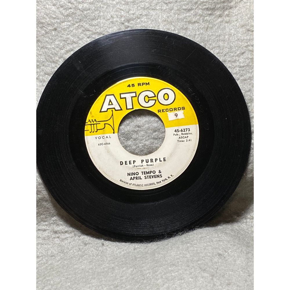 Vintage ATCO Records 45 RPM - Deep Purple NINO TEMPLE & APRIL‎ STEVENS